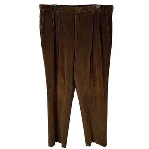Lands' End Brown Corduroy Pants Pleated Trousers Men's 44 Long Academia Preppy